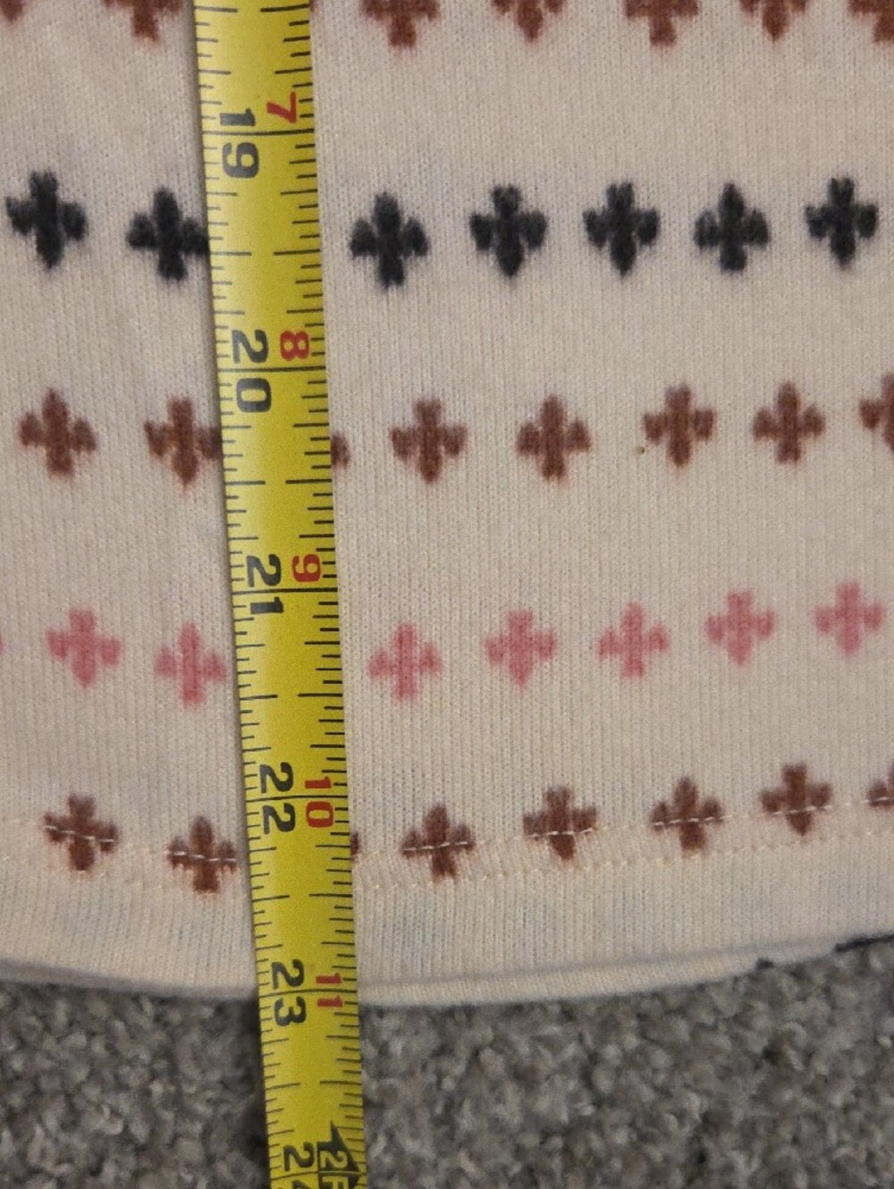 Cuddl Duds NWT Cream Fair Isle Crewneck PJ Set with Pink & Brown Accents XXL - Picture 13 of 15